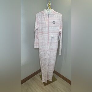 BearPaw Soft Pink and White Onesie NWT Size Large